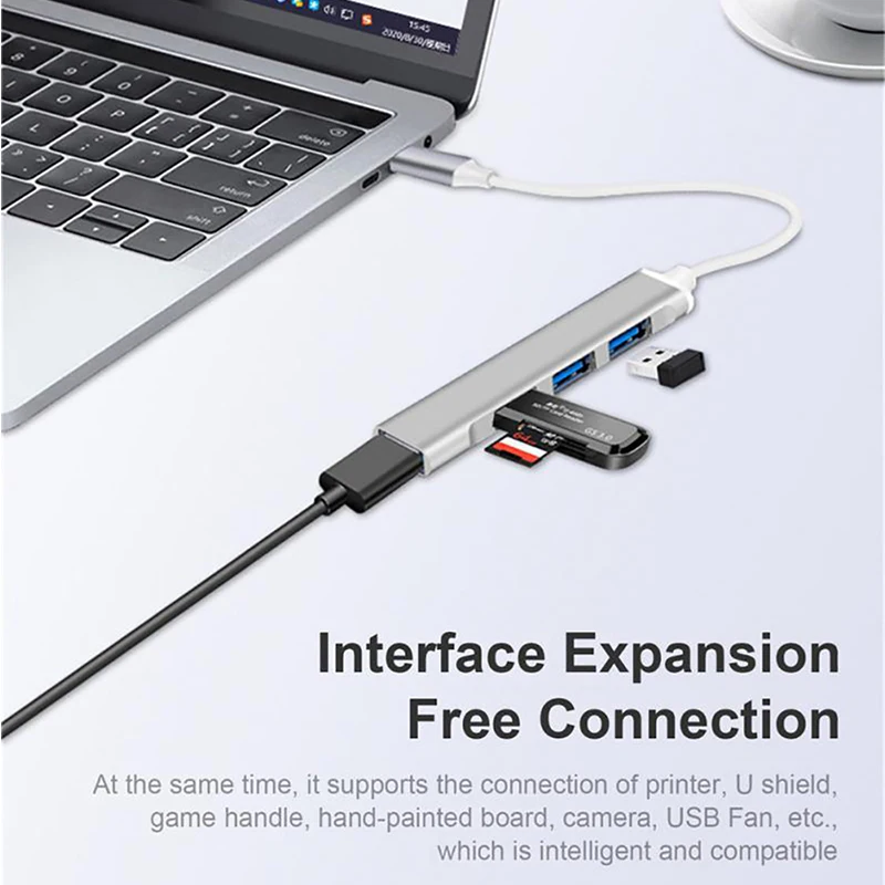 4-Port USB Hub Ultra Slim Portable Data Hub Adapter for Laptop PC Plug and Play