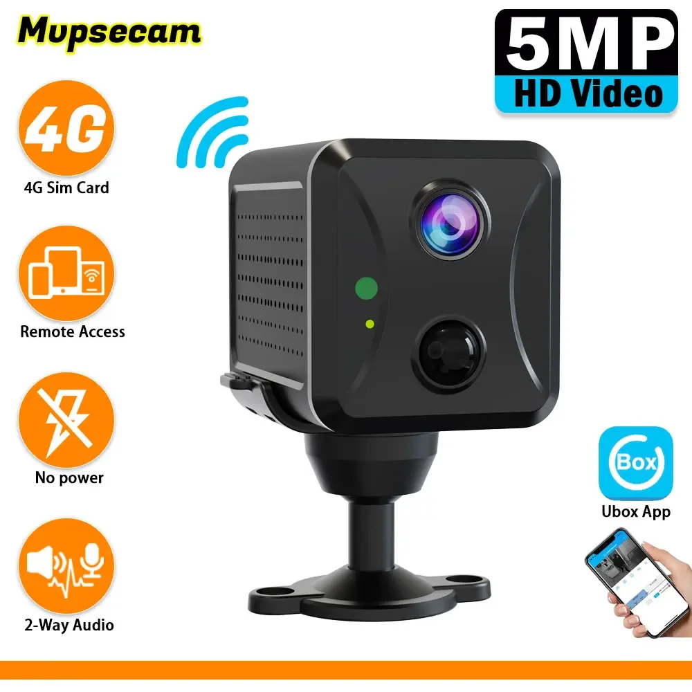 

4G SIM Battery Powered Security Wireless IP Camera 5MP WIFI Camera PIR Human Detection 2-Way Audio Indoor Outdoor CCTV IP Camera