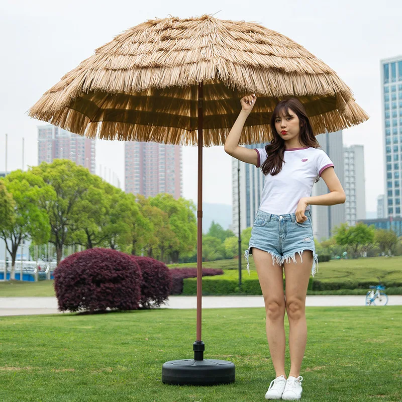 Simulation straw umbrella large outdoor parasol folding sun umbrellascenic umbrella garden umbre