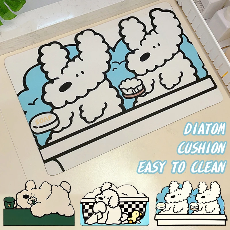 Cute Bathroom Mat Absorbent Bathtub Side Floor Rugs Non-slip Entrance Doormat Cartoon Livingroom Kitchen Room Carpet Tapis 러그