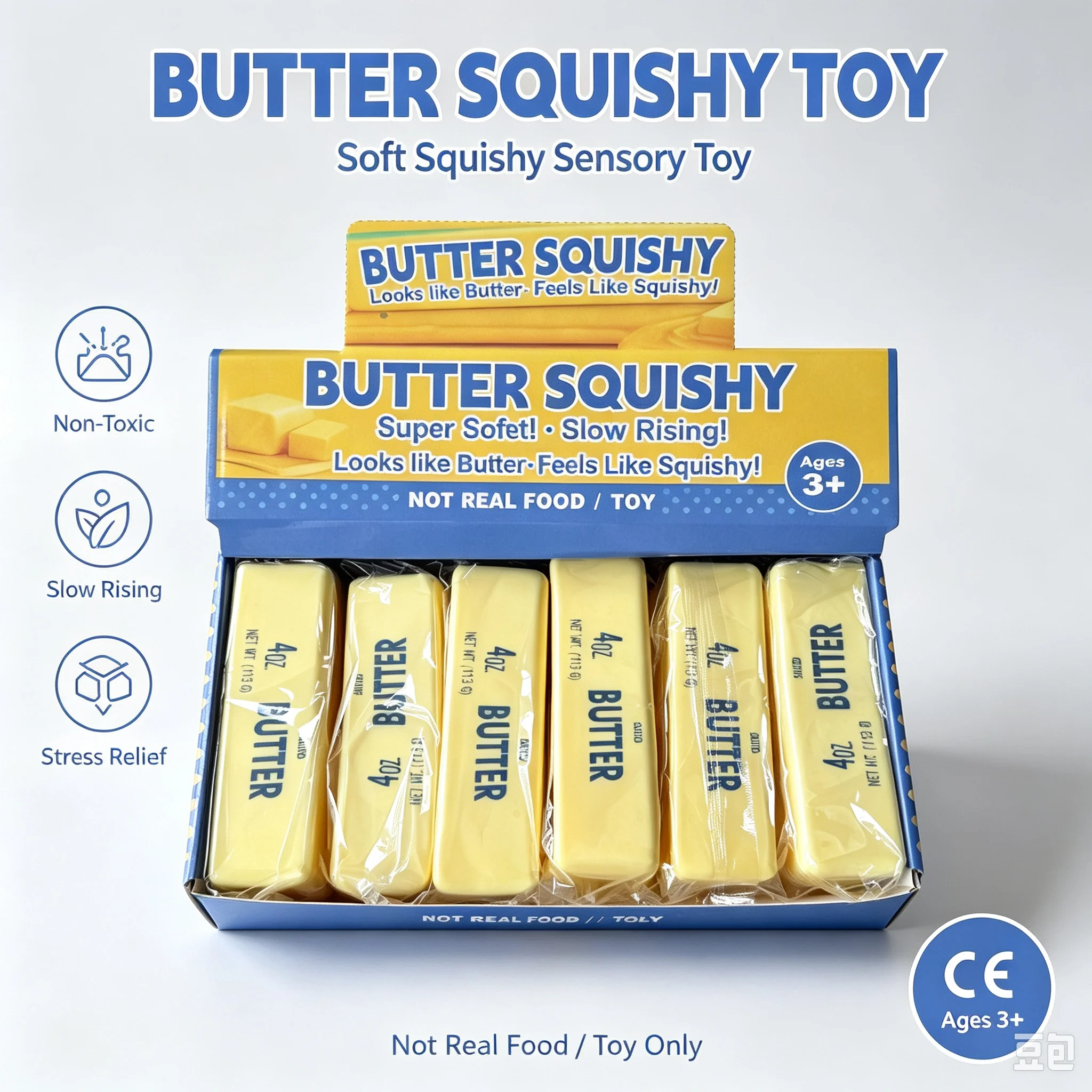 Butter Squishy Super Soft Slow Rising Simulation Butter Squeeze Toy Stress Relief Fidget Toy For Adult Student Anxiety Relaxing