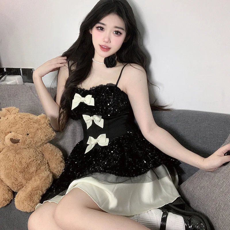 

Sexy Bla Knot Tube Top Dr Women's High Waist Puffy A-Line Skirt Slimming loween Costume Polyester Material