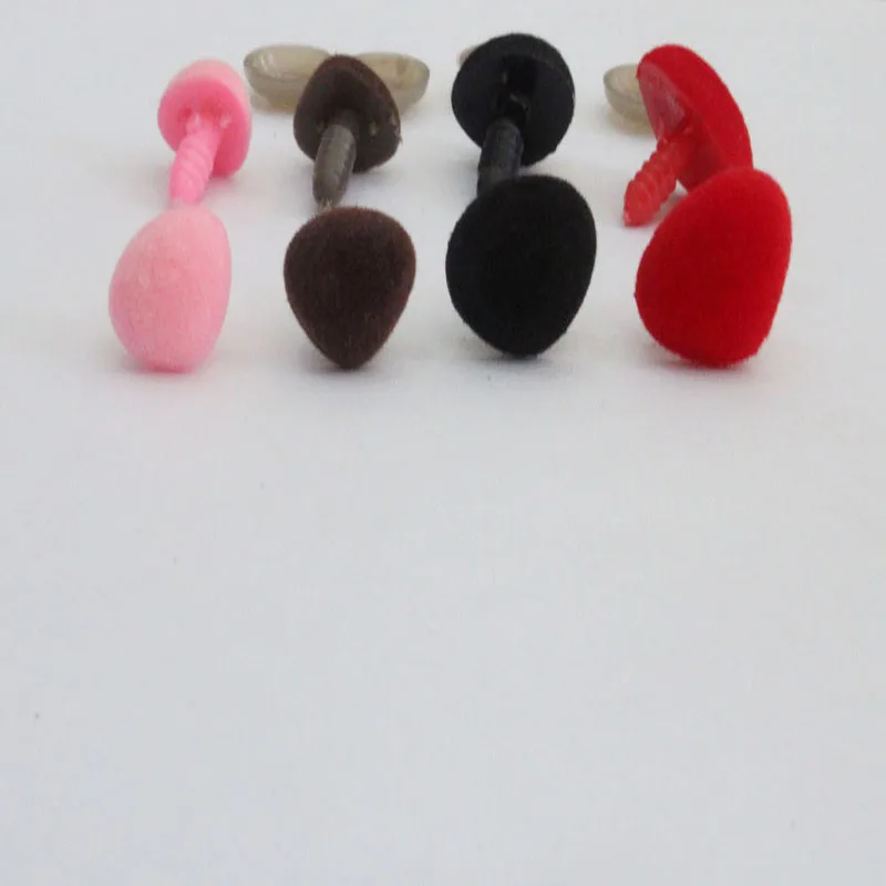 50pcs/lot 12mm to 35mm  pink/red/black/brown flocking  Triangular safety toy nose & soft washer for diy doll findings