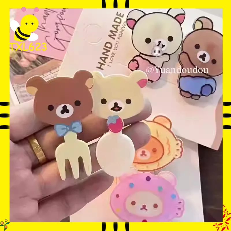 

New Rilakkuma Hair Clips For Girls Kawaii Relax Bear Hairpin Women Bangs Bobby Pin Fashion Headwear Hairs Ornaments Kids Gift