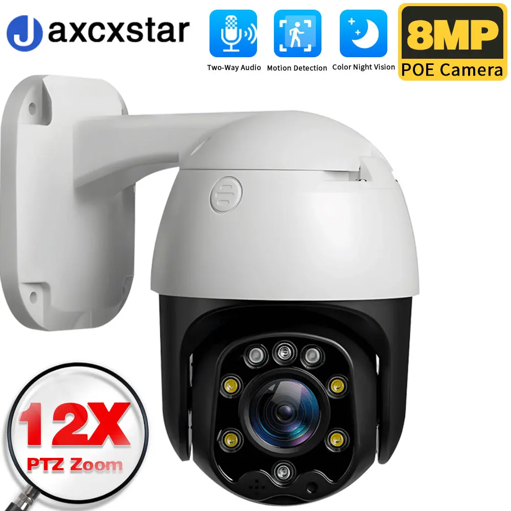 

4K 8MP Optical POE PTZ Camera Outdoor 12X Zoom IP Surveillance Camera 100m Infrared Night Vision AI Detection Security CCTV AC18