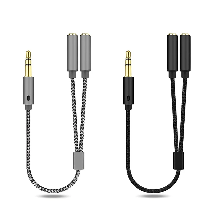 1PCS 3.5mm Audio Splitter Y Jack 1 Male to 2 Female M/F 3.5mm Stereo Earphone Connector Adapter Earphone Accessories