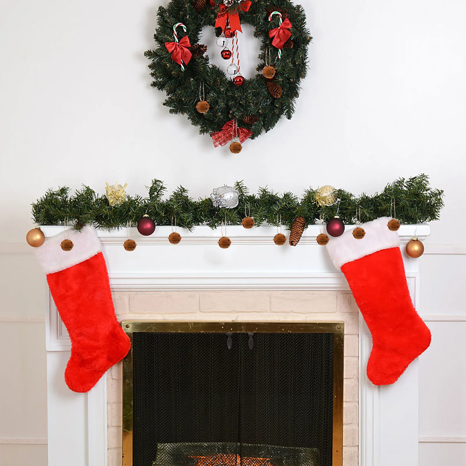 

12Pcs Vintage Style Metal Bells Star Pattern Rust-Look Jingle Bells for Christmas Crafts Home Decor Wedding Ornaments