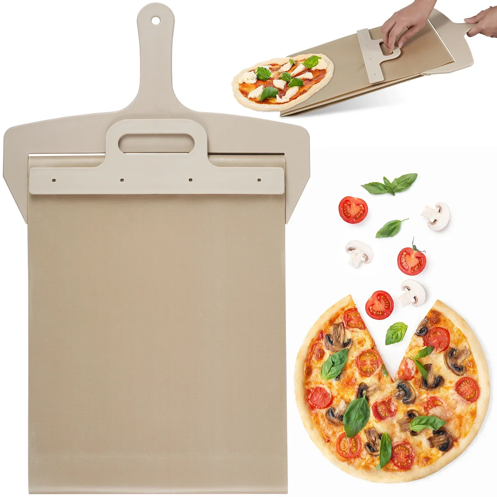 Pala deslizante para Pizza, pala deslizante portátil para Pizza, paleta deslizante para Pizza, paleta de espátula antiadherente con paño de alta temperatura
