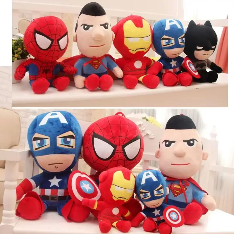 Hot 27cm Man Spidermaned Plush Toys Movie Dolls Marvel Avengers Soft Stuffed Hero Captain America Iron Christmas Gifts For Kids