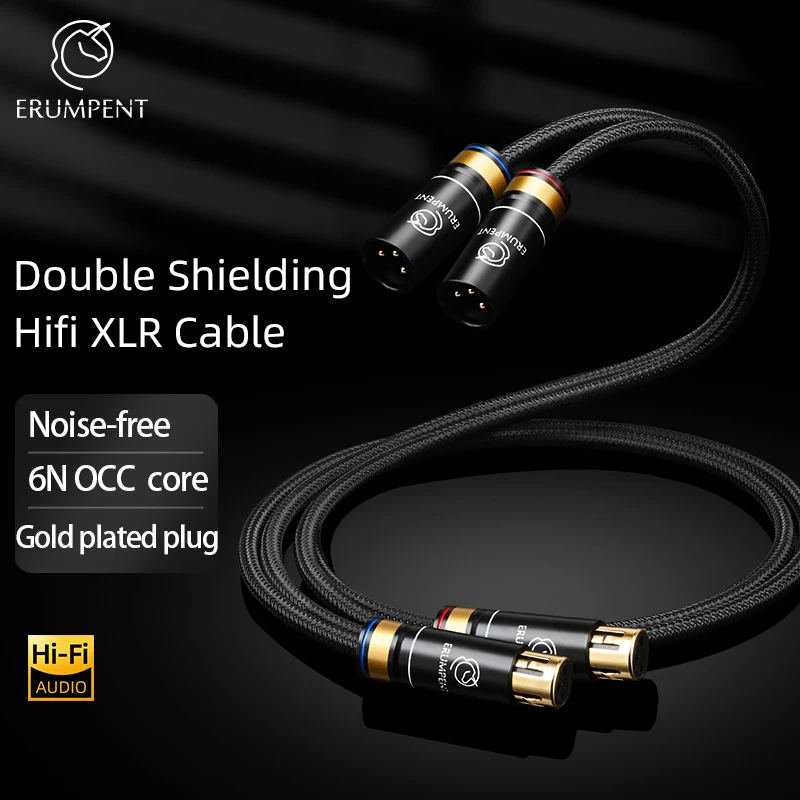 Hi-end 6N OCC XLR Audio Cable HiFi 2XLR Male to 2XLR Female Balanced Cable for Mixe Amplifie Microphone Cable