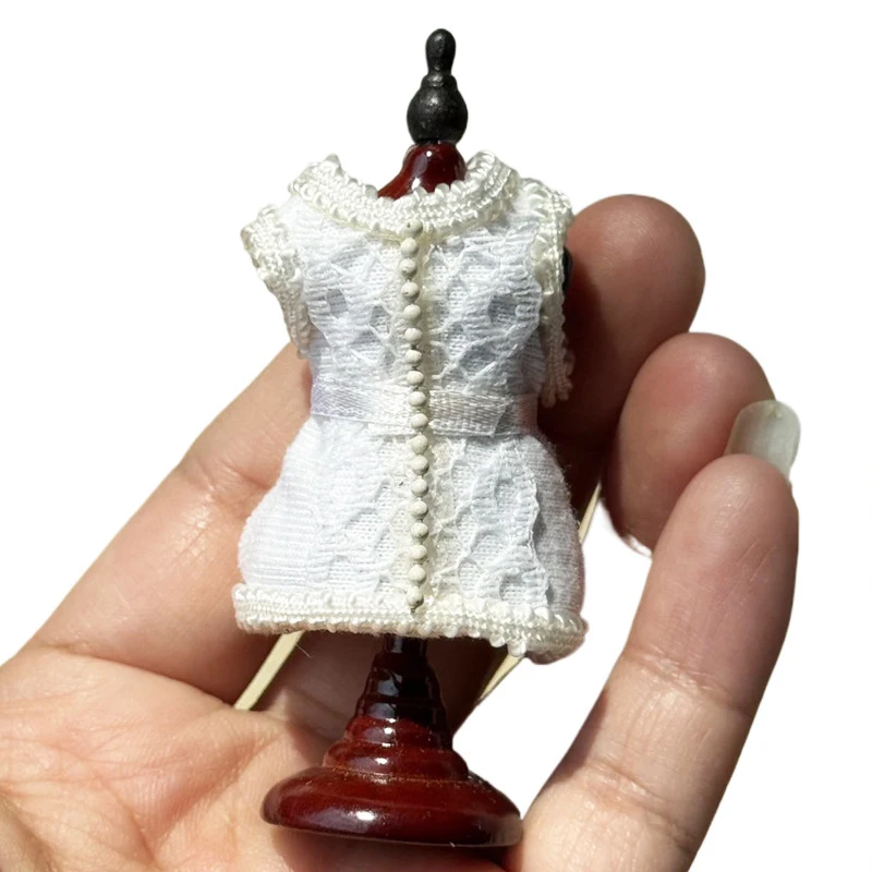 

1/12 Dollhouse Miniature Lace Clothing Mannequin Display Stand Model Doll Home Coat Hanger Sewing Scene Decor Toy