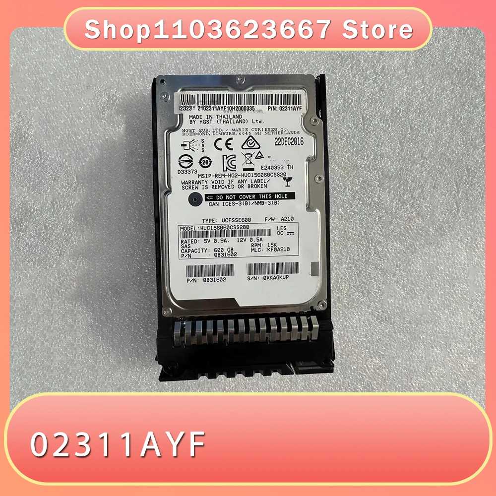 For Huawei 2288V3 5288V5 Hard Disk 600G 15K SAS 2.5 Inch 02311AYF