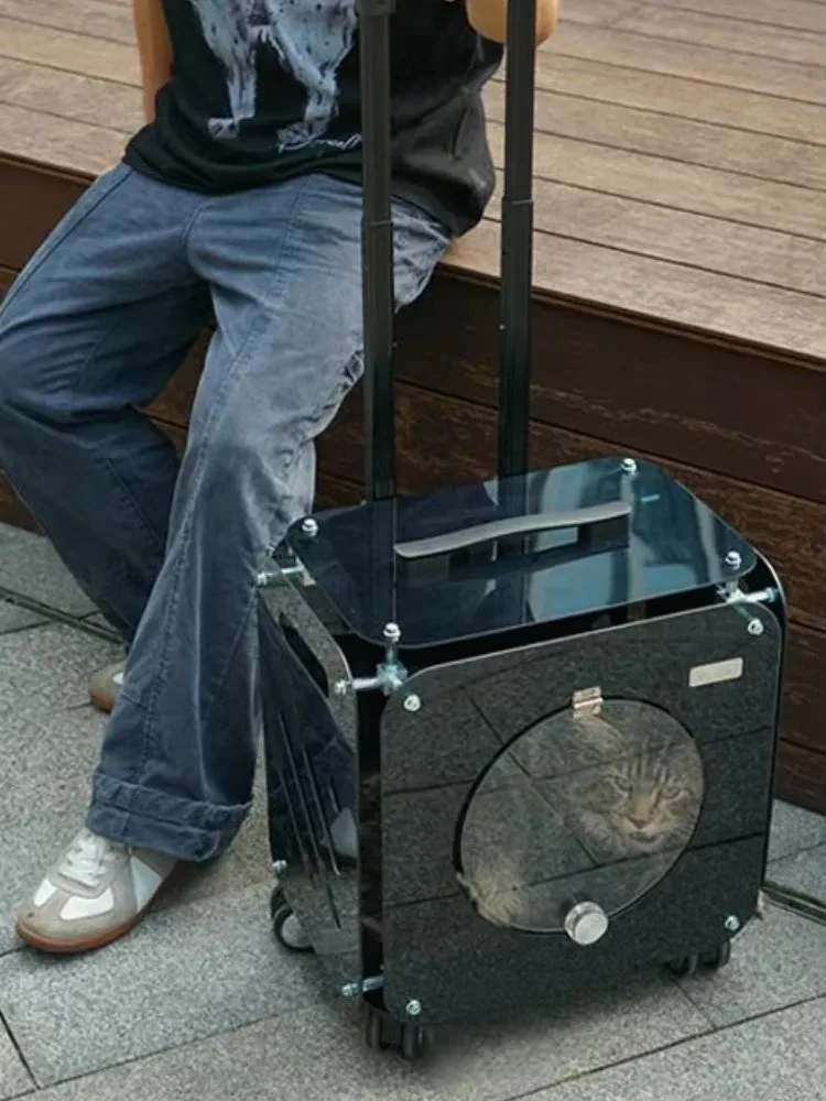 FurstarPet Trolley Box Out Portable Transparent Hand Luggage Travel Trolley Airline Case Large Capacity Carriers For Dog Accesso