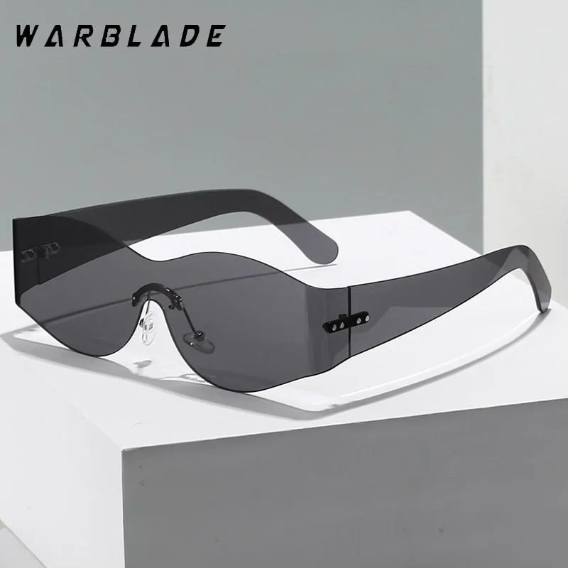 

WarBLade One-pieces Sunglasses Men Women Fashion Rimless Punk Multicolor Male Shades Eyewear New Trendy Female UV400 Sun Glasses