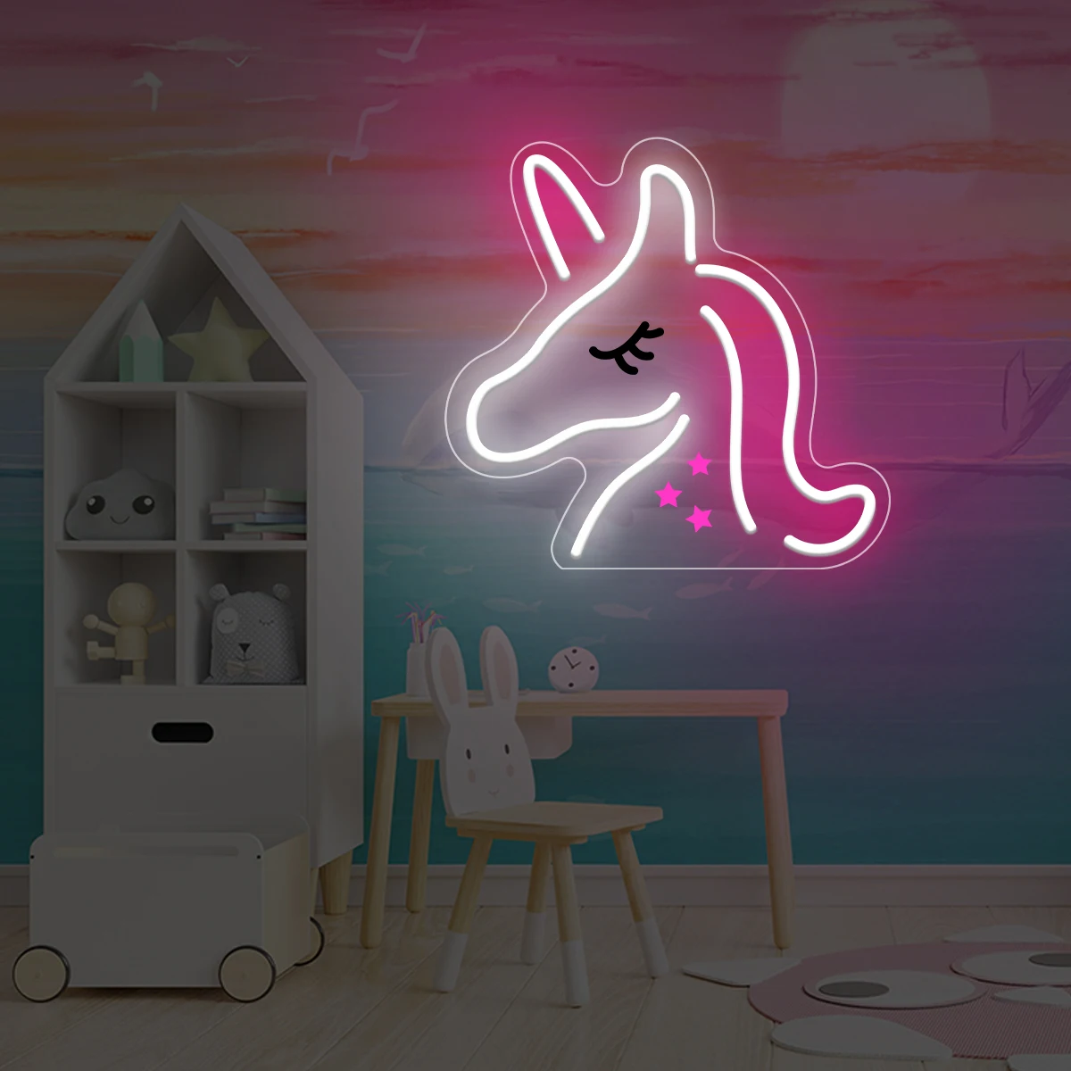 Neón personalizado con forma de unicornio para decoración de habitación de niñas, regalos de cumpleaños, fiestas, lleno de ambiente para hacer la habitación más dinámica