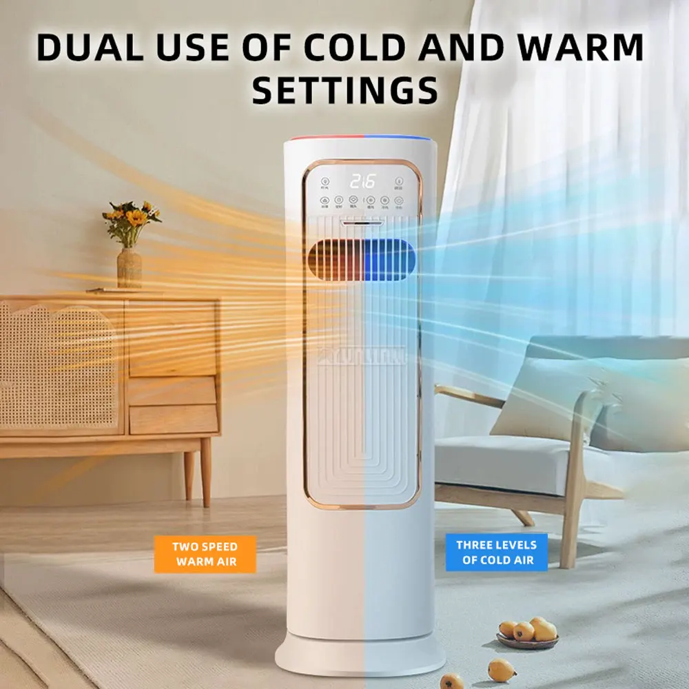 Movable Dual Use Air Conditioning Fan Vertical Heater Fan for Home Comfort Versatile Climate Control Appliance