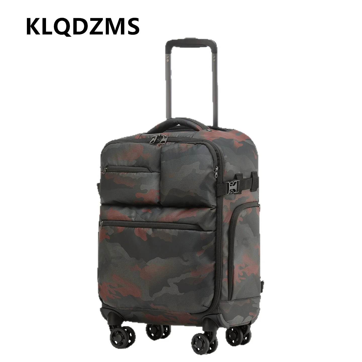 KLQDZMS Men's Suitcase 18 Inch Oxford Cloth Boarding Box Waterproof Trolley Case Cart Type Travel Bag Women's Cabin Luggage