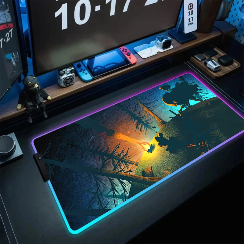 Mousepad RGB Anime Large Mouse Pad Xxl Outer Wilds Backlight Gamer Keyboard Mat Pc Accessories Desk Protector Gaming Mice Mats