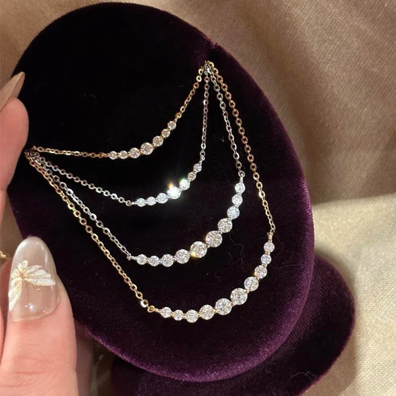 

Sparkling Moissanite Diamonds Smiling Shape Pendant Necklaces for Women White Gold Sterling Silver 925 Choker Trendy Chic Gifts