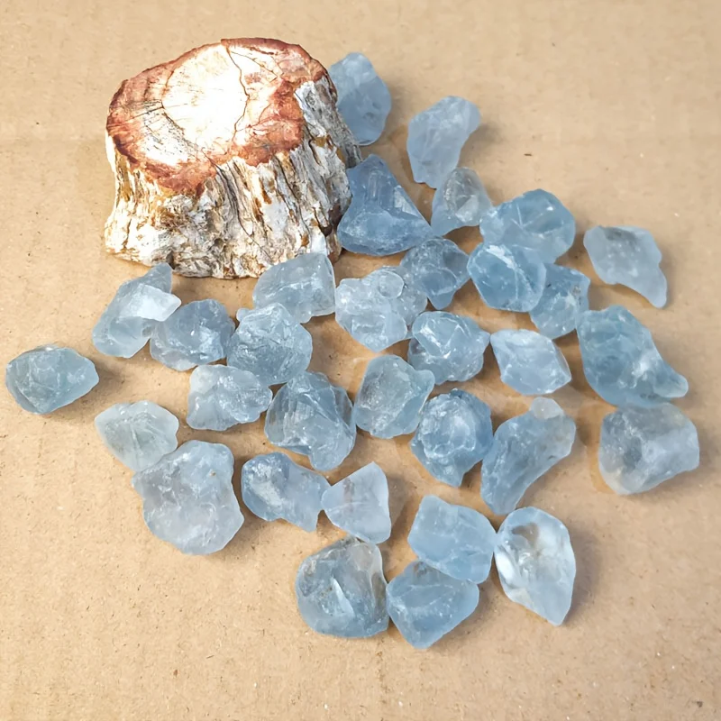 Natural Celestine Stone Cluster Mineral Specimens, Raw Stone Home Decor Blue Celestite Crystal