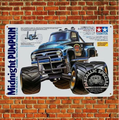 1pcs,Metal Poster Rc Car Wall Deco Tin Sign Plaque Tamiya Midnight Pumpkin Boxart