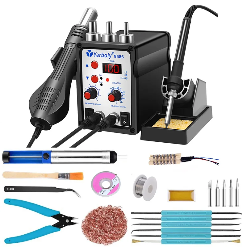 

8586 Welding Table, Hot Air Gun Electric Soldering Iron Two-in-one Digital Display Dismantling Welding Table