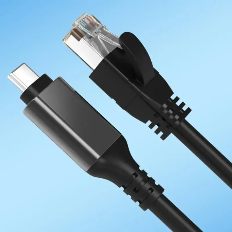 Y8AD USB Type C to RJ45 Gigabit Ethernet Cable, High Compatibility No Extender Need for Smooth Internet Access