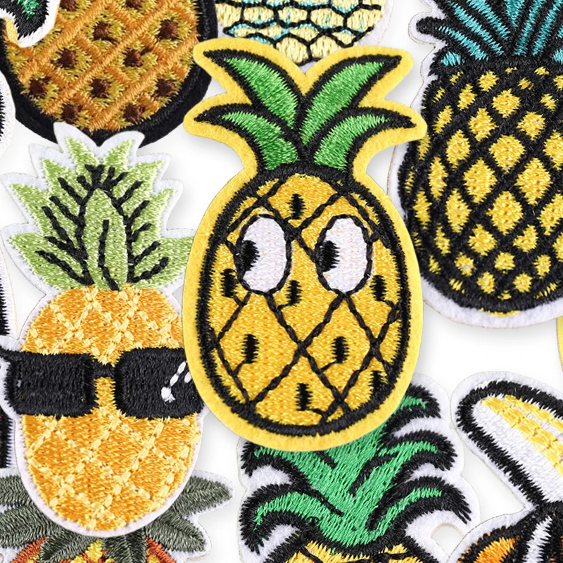 10 Stück niedliche Ananas-Eisen-Aufnäher für Kleidung, bestickt auf Jacken, DIY-Aufkleber-Set, zum Aufnähen, für Outdoor-Aktivitäten, für Kinder, Stoff-Aufnäher – Detail 4