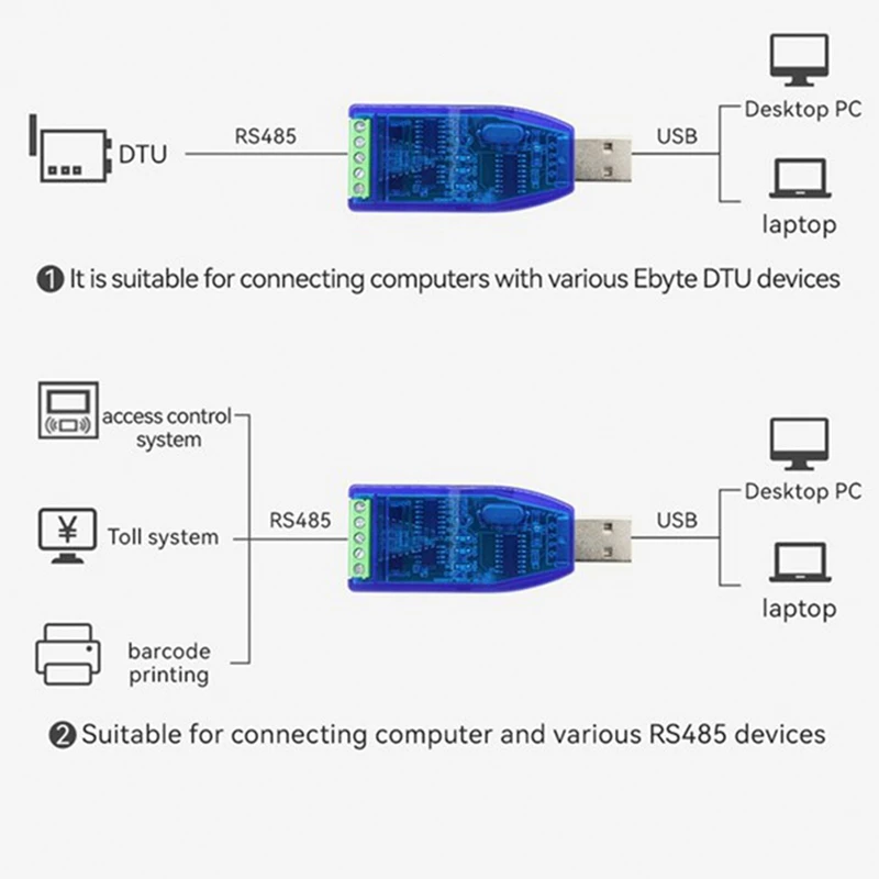 Industrial USB To RS485 RS232 Converter Upgrade Protection RS485 Converter Compatibility V2.0 Standard RS-485 Connector