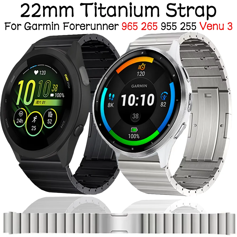 

22mm Titanium Strap for Garmin Forerunner 965 265 955 255 265 Music Quick Release Bracelet Wristband Garmin Venu 3 Vivoactive 4