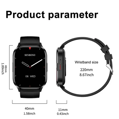 SENBONO AIR3 2024 Ny AMOLED Herr Smartklocka Bluetooth-samtal 24H Hälsospårare NFC Sport Smartklocka Herr Dam för iOS Android 10 best sales dk66 - №10