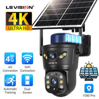 LS VISION 8MP 4G Sim Solar Camera Dual Screen Wirelless Outdoor WiFi PTZ 2-Way Talk Human Auto Tracking Security Camera V380 Pro