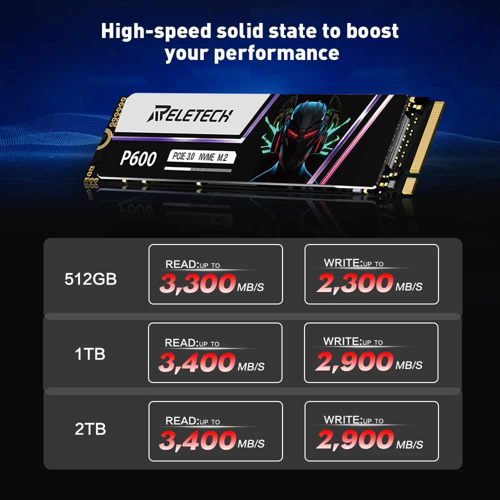 Imagem -04 - Reletech-disco Rígido Interno para Laptop e Desktop Unidade de Estado Sólido P600 Ssd m2 3.0x4 Pcie Nvme 256gb 512gb M.2 2280 Memória Dram