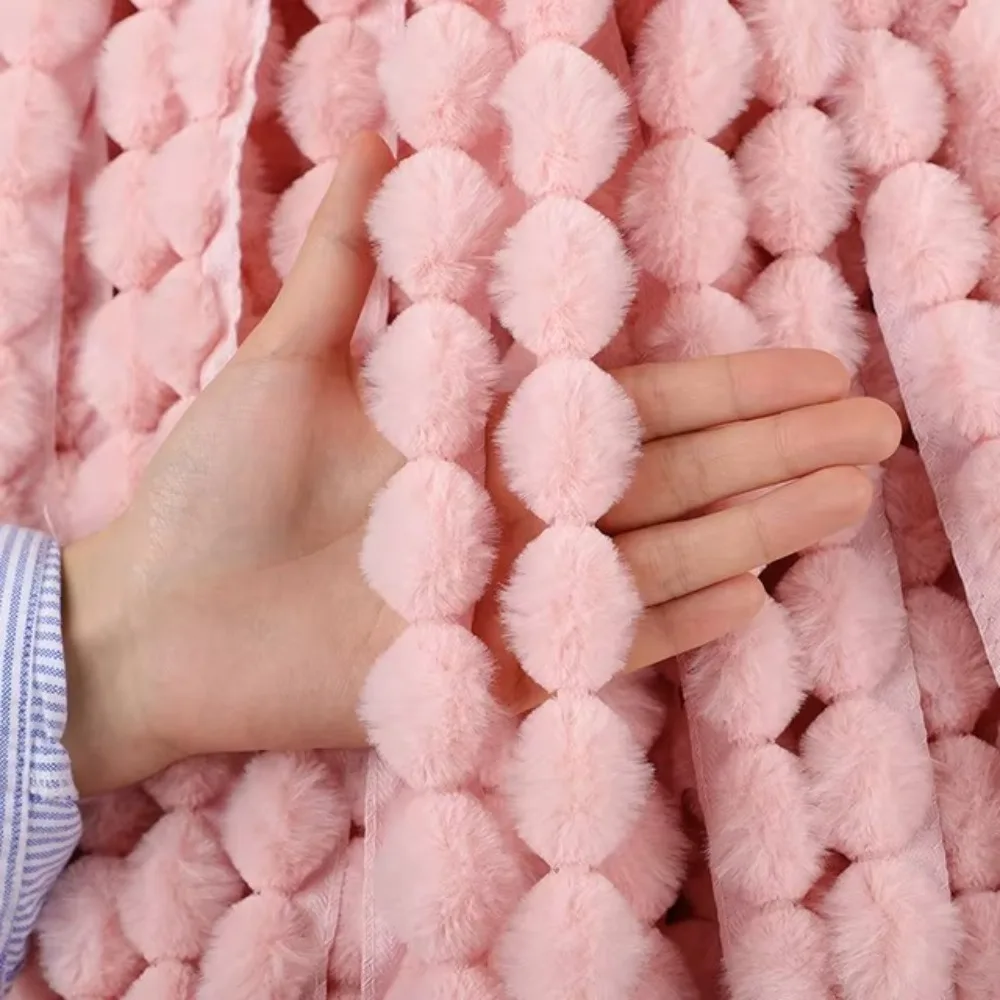 1M Faux Rabbit Fur Hairball Ribbon Handmade Wool Tops Stage Costume Artificial Fur Stripe Decoration Cuff Strip Breathable