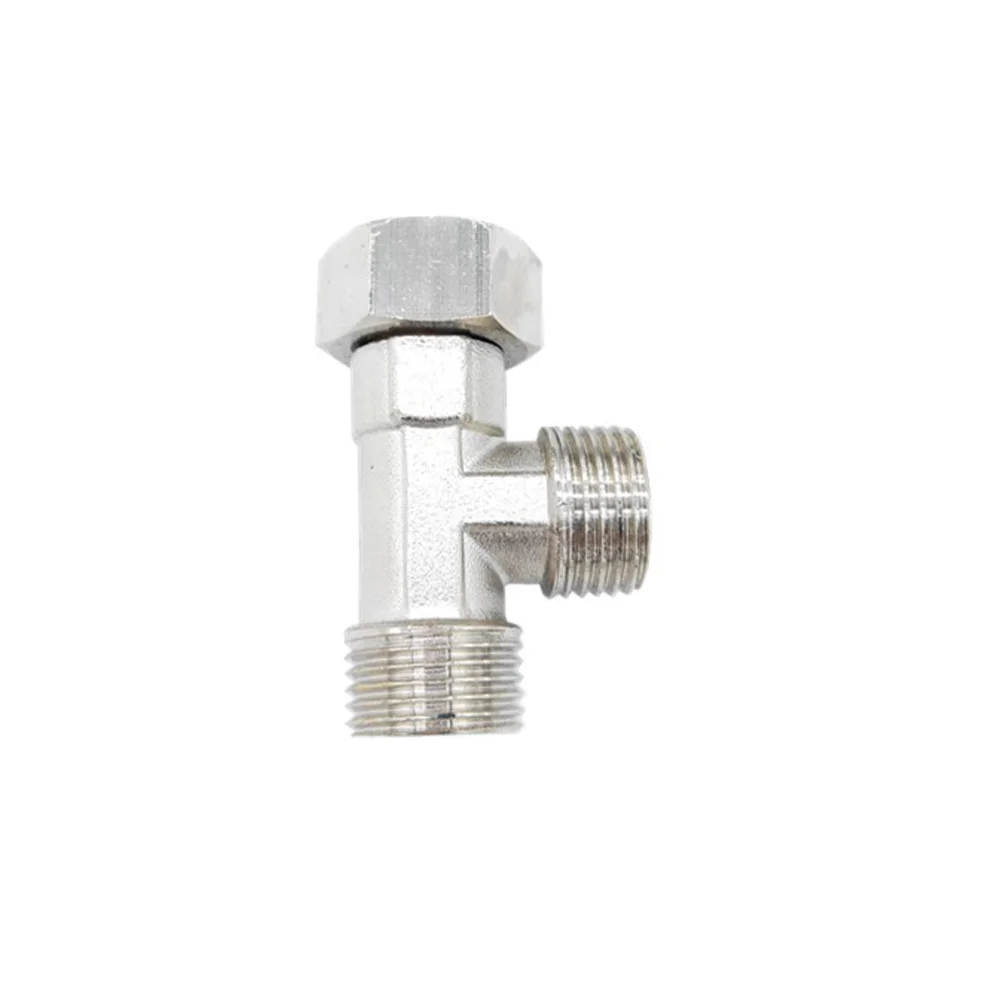 Bathroom Installation 3-Way Brass Valve 180-degree Rotation Common Compatibility Effective Sealing Flexible Connection