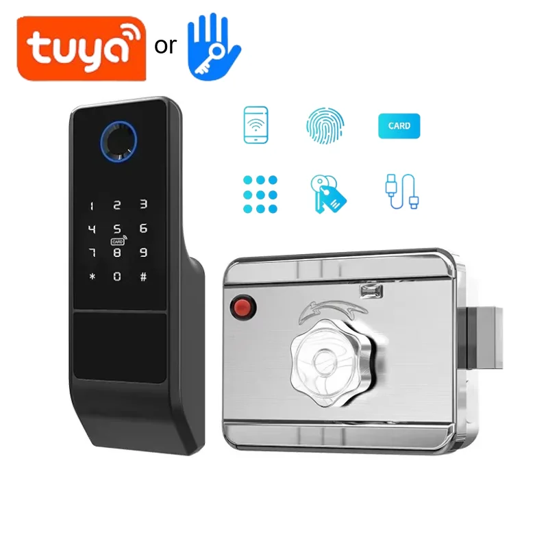 

Tuya/TTlock Smart Door Lock Outdoor Waterproof Gate Lock Fingerprint Password APP IC Card NFC Remote Unlock Electronic Door Lock