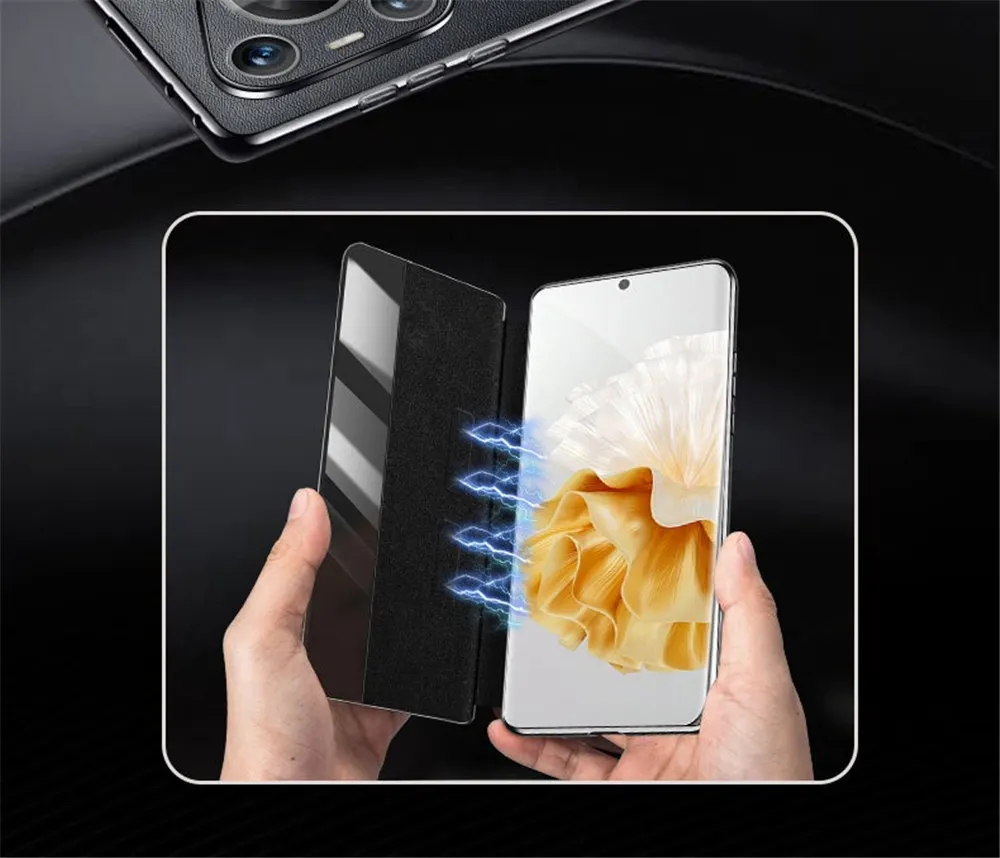 本革の牛革磁気ケース,ビジネスの完全なカバー,ウィンドウビュー,huawei pura 70 ultra