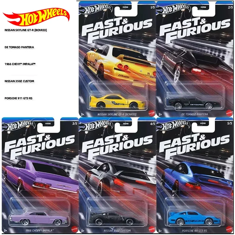 Original Hot Wheels Car Fast & Furious Toys for Boy 1/64 Diecast Vehicle Nissan 350Z Porsche 911 GT3 RS Chevy Impala Tomaso Gift