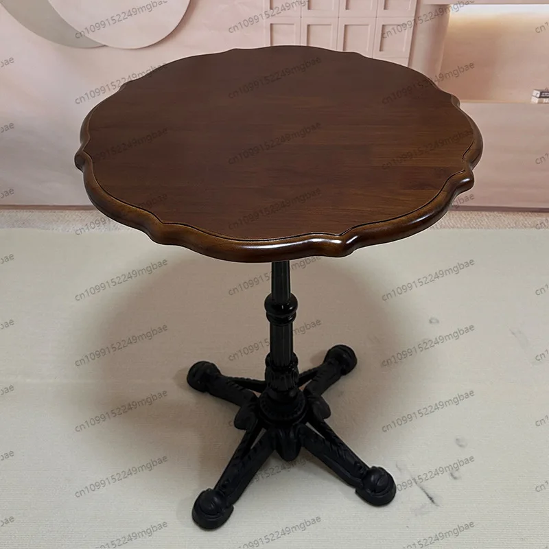 Vintage Solid Wood Bar Table & Chair Set Retro Cafe Furniture For Cigar Bar Milk‑Tea Dessert Western‑Food Shop Decoration