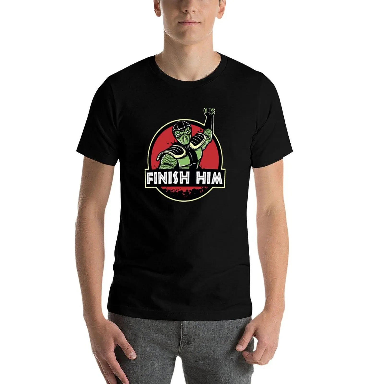 Reptile finish him T-Shirt tops animal prinfor boys anime shirts men image 4