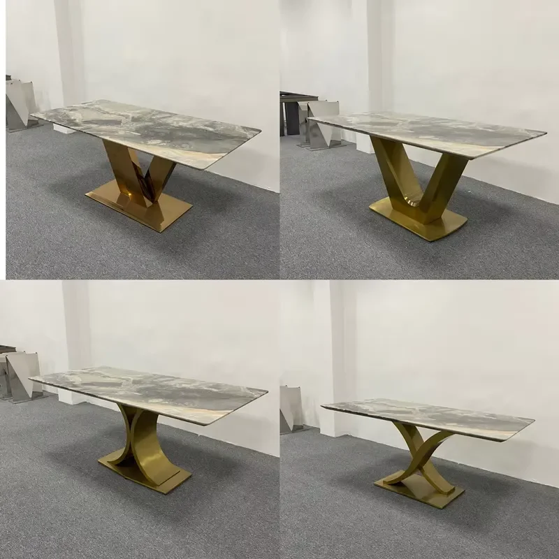 Luxury Marble Table Legs Light Rock Slab Bracket Stainless Steel Base for Rectangular Table Furniture