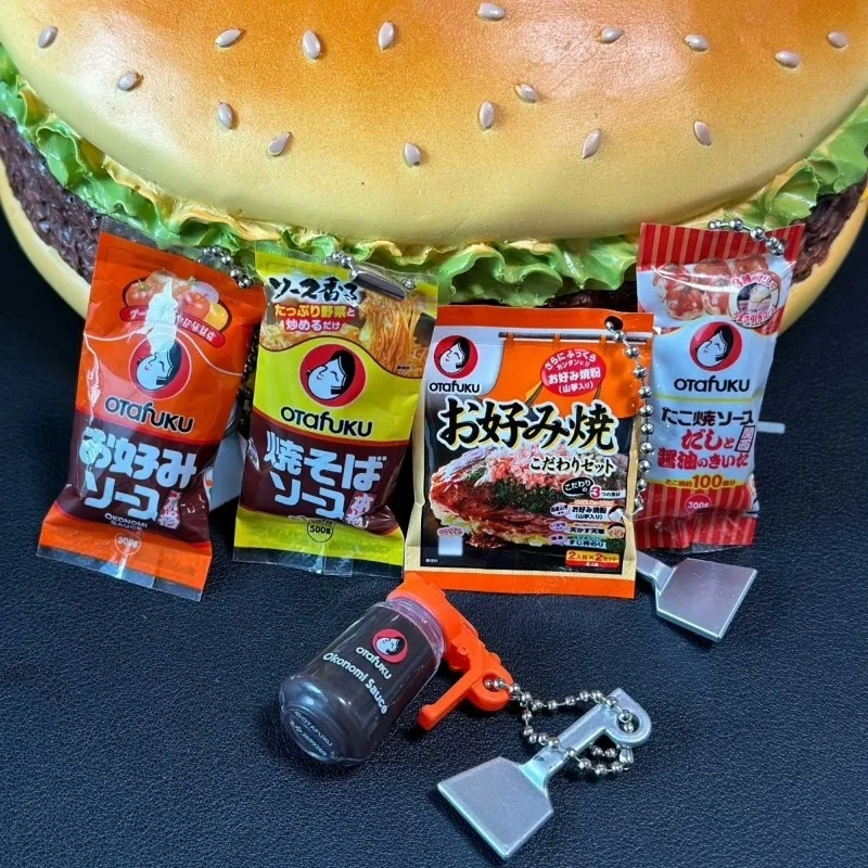 Bandai Mini Süße Kawaii Süßigkeiten-Figur Anime Miniatur Japanische Osaka Yaki Sauce Snack-Food Schlüsselanhänger Modell Kapselspielzeug Geschenk