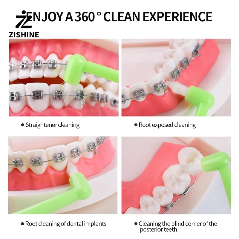 4pcs Orthodontic Toothbrush Pointed Head Soft Hair Correction Clean Teeth Gap Floss Oral Hygiene Teeth Braces Tooth Brushes