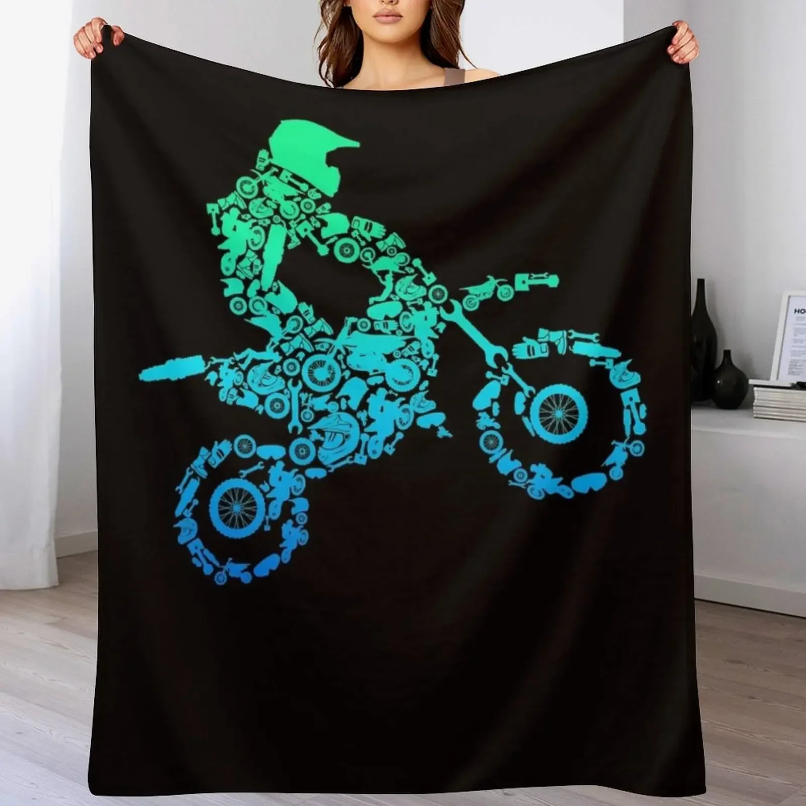 

Dirt Bike Rider Motocross Enduro Dirt Biking Throw Blanket Portable Lightweight Blanket for Travel Camping