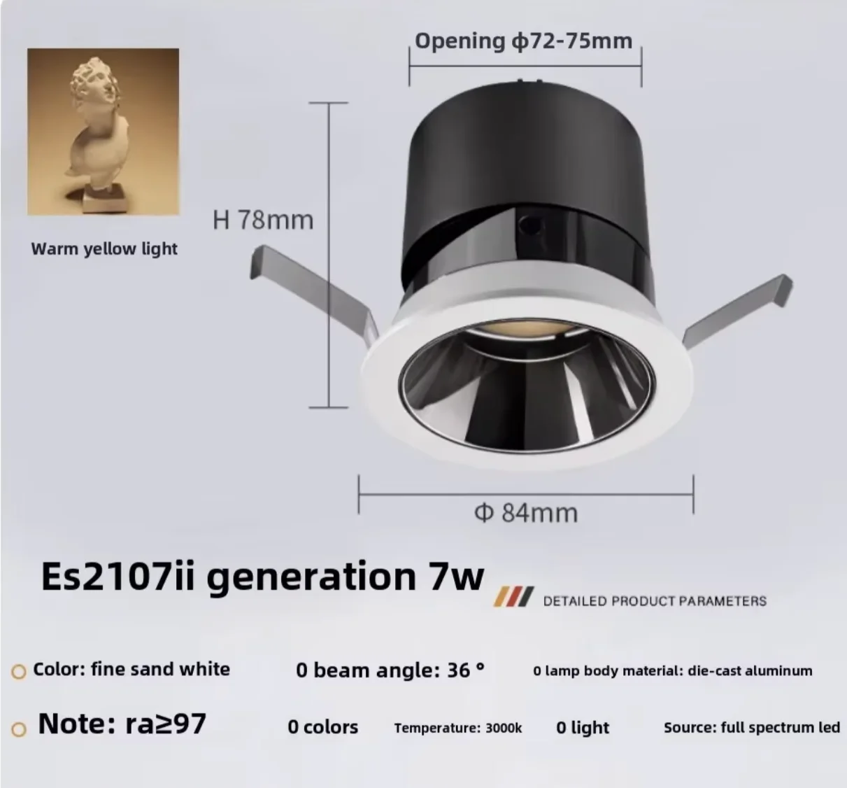 Lighting Deep Anti-Glare Spotlights Embedded Full Spectrum Home