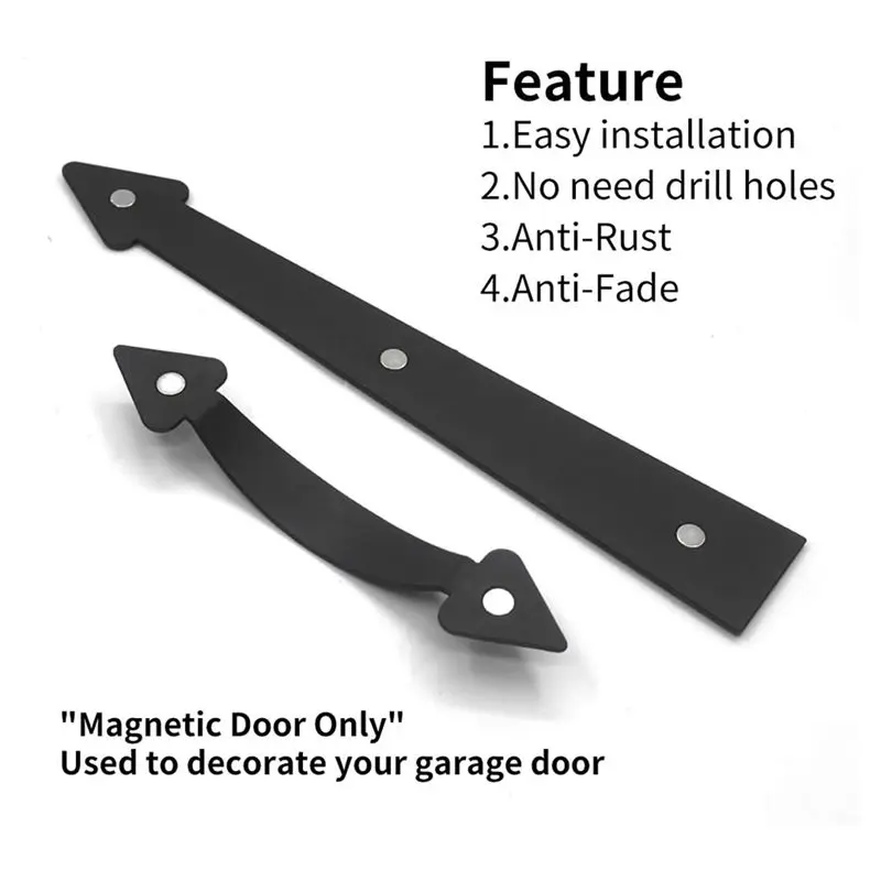 FLYY-Magnetisches dekoratives Garagentor-Hardware-Set – Enthält 6 Stück künstliche Scharniere und Griffe – Detail 6