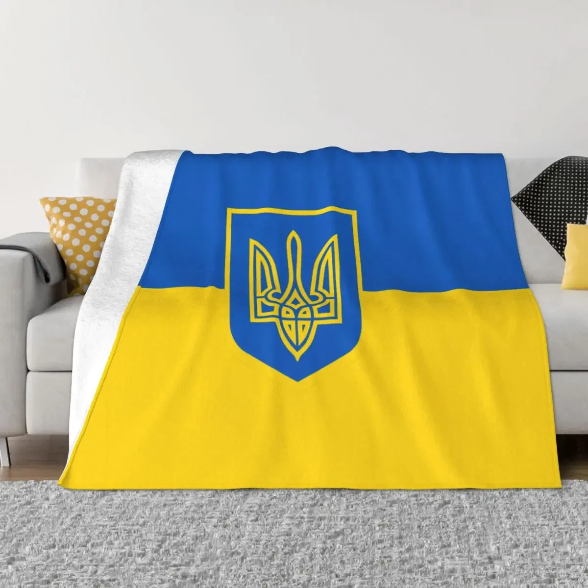 Ukraine Flag Plush Blanket Ukrainian Military Awesome Throw Blankets for Sofa Bedding Lounge 150*125cm Plush Thin Quilt