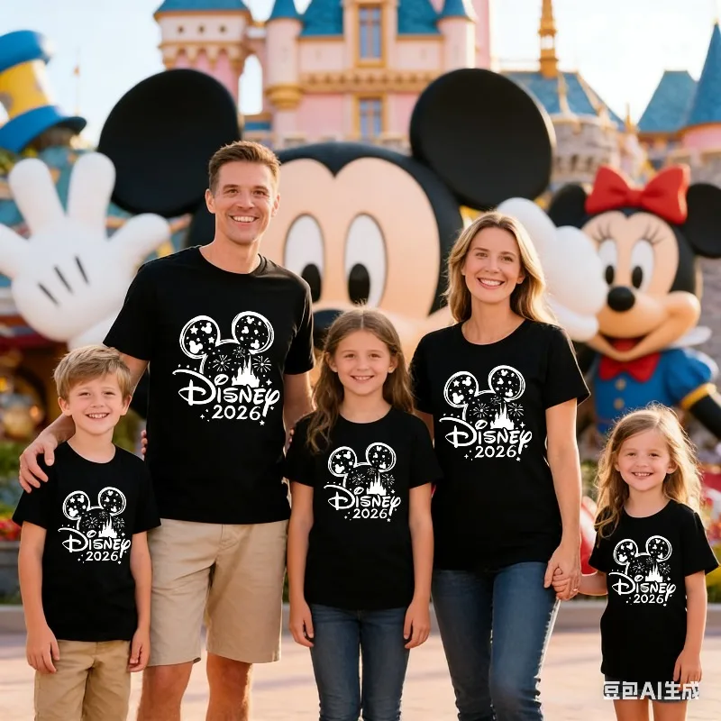 

Футболки для всей семьи Disney 2026: Микки и Минни Маус, хлопковые футболки для папы, мамы, брата, сестры, одинаковые футболки для родителей и детей, идеальный подарок