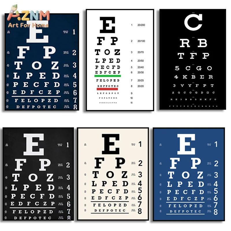 AZNM Distressed Vintage Snellen Eye Chart Canvas Wall Art Black Gold Rustic Vision Test Letter Print Unframed Canvas Optician Of