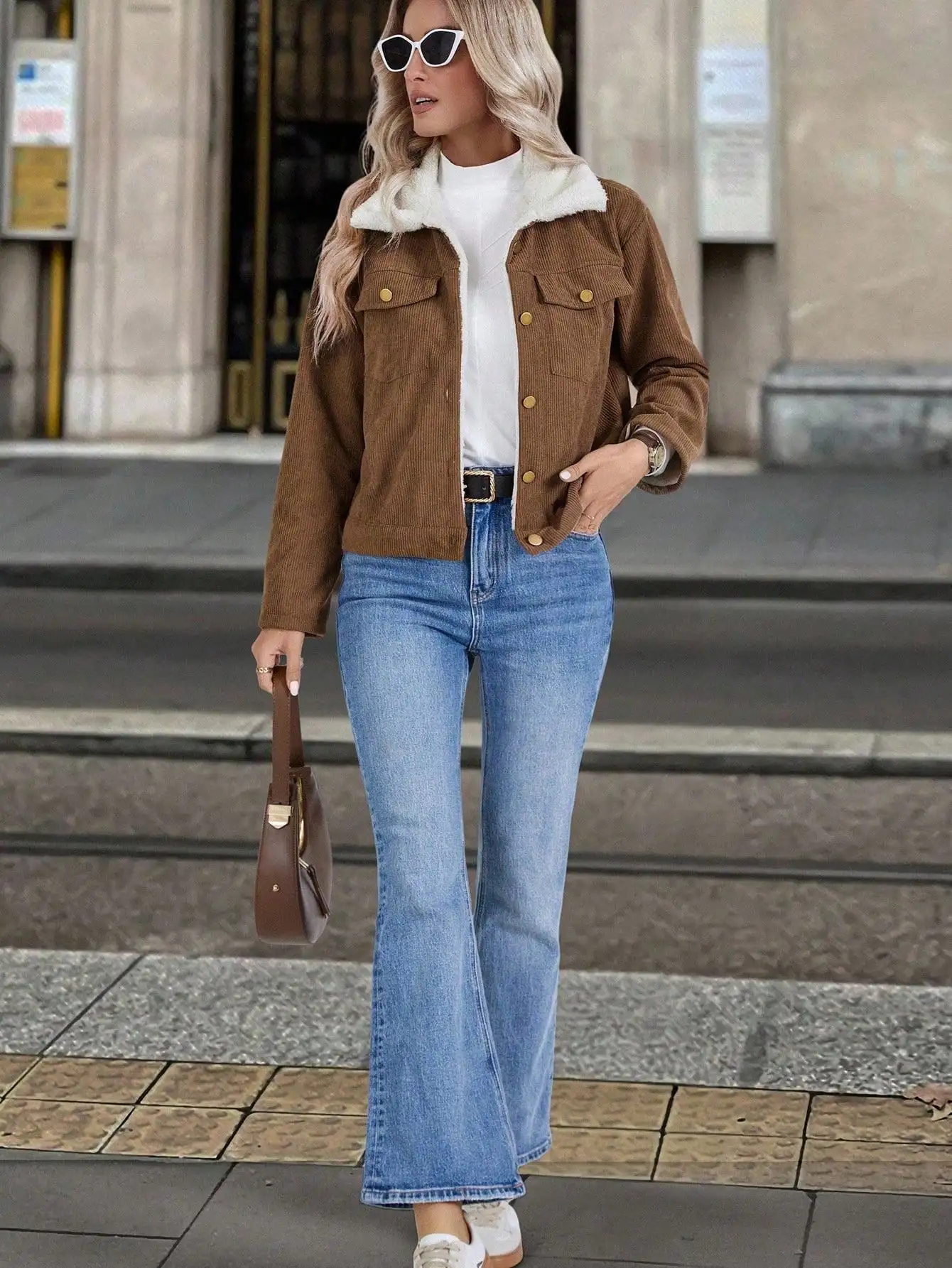 Giacca Casual da Donna in Velluto a Coste Foderata, Abbigliamento Autunno/Inverno per Donne